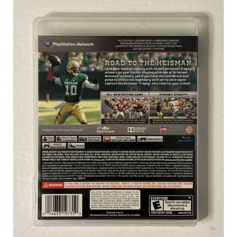 NCAA Football 13 Sony PlayStation 3 PS3 2012 Manual / Insert Included